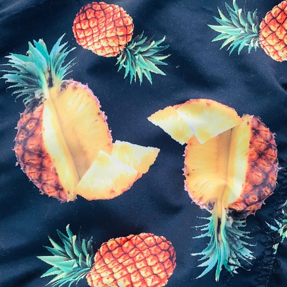The Image NWT Designer Style PINEAPPLE PRINT Swim TRUNK Shorts Large - Picture 5 of 10
